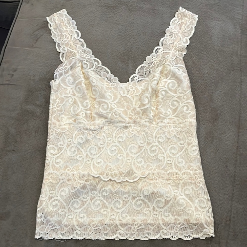 White House Black Market - Cream, lace top.